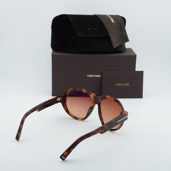 Tom Ford FT1113 53T Inger Geometric Sunglasses - Blonde Havana/Bordeaux - Picture 4 of 9